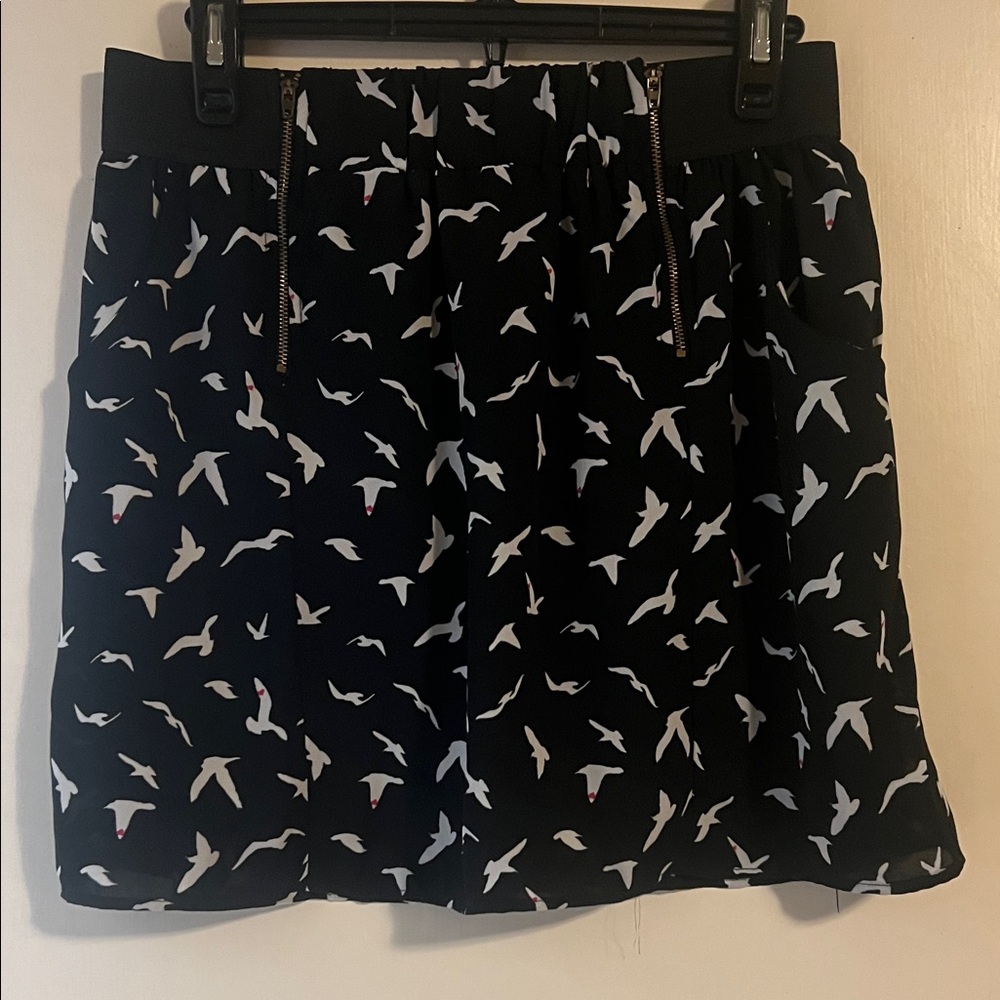 Fire Los Angeles Black and White Bird Print Mini Skirt